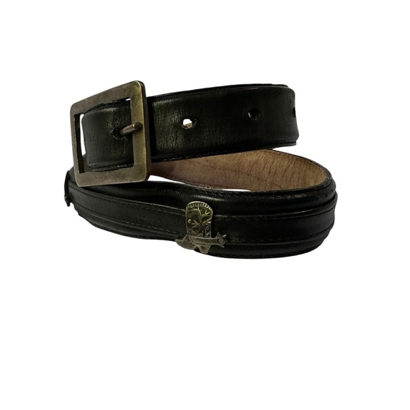 Vintage JOHNNY FARAH Black Leather Western Belt with Spur Boots Size 28 Small main image 7